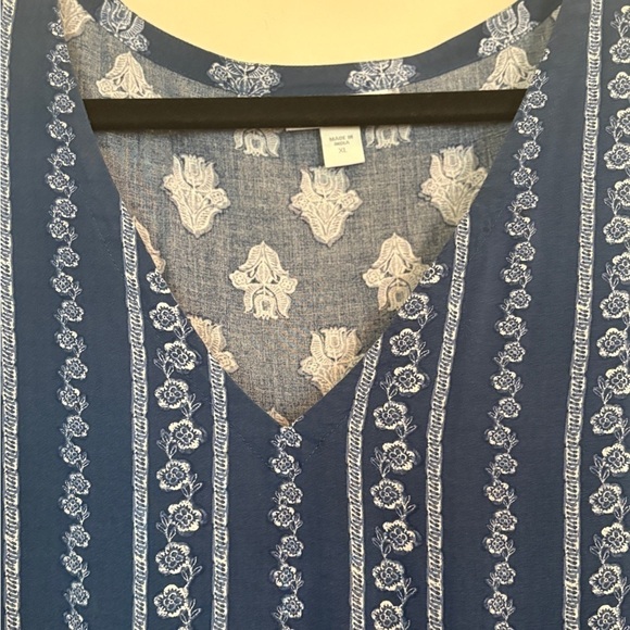 J. Jill Seaside Woodblock Print Boho Cottagecore Tunic Size XL - Picture 6 of 12